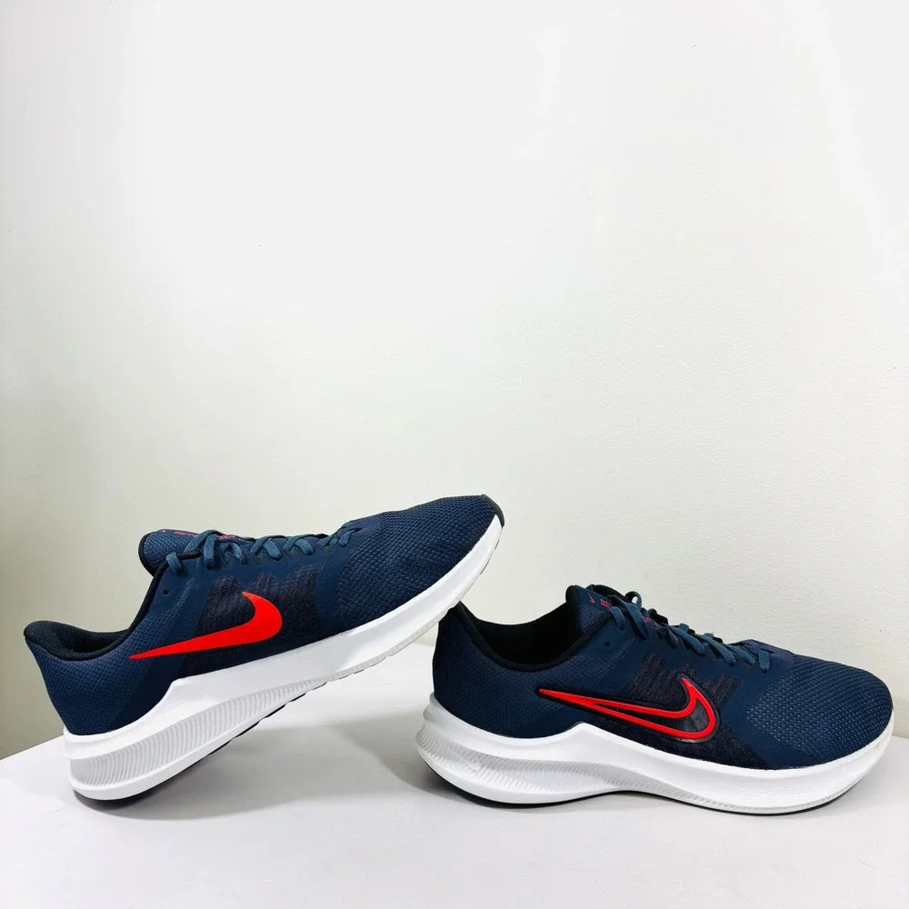 Nike Downshifter 11 Running Shoes Men Size 11.5 Blue‎ Chile Red DD3576-400